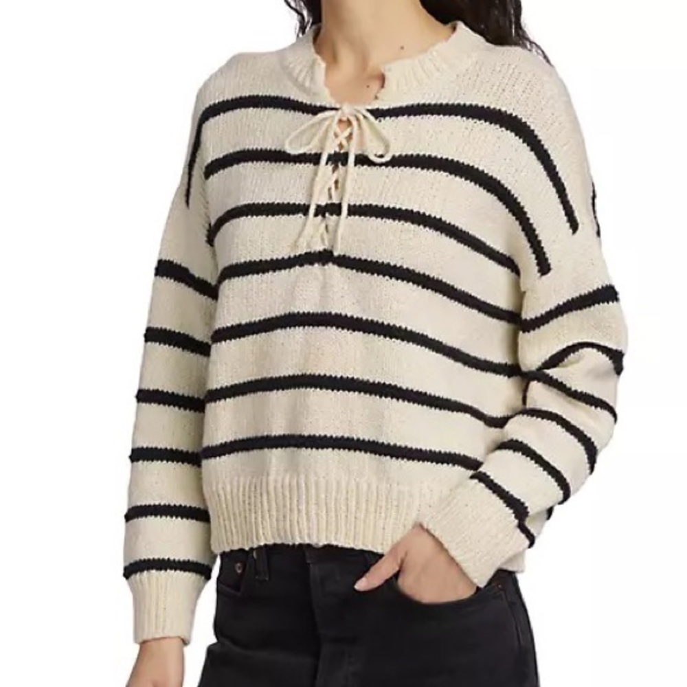 The Great. the Sea Stripe Lace-Up Sweater